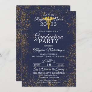 Invitation Gold Flecks Photo Nuring School   Graduation en mé
