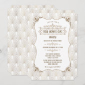 Invitation Gold Fleur-de-lis Art déco Soirée du Nouvel An (Devant / Derrière)