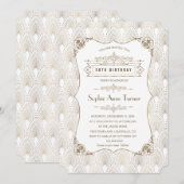 Invitation Gold Fleur-de-lis Great Gatsby 20s 50e anniversair (Devant / Derrière)