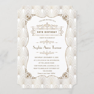 Invitation Gold Fleur-de-lis Great Gatsby 20s 50e anniversair