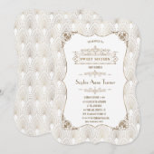 Invitation Gold Fleur-de-lis Great Gatsby 20s Style Sweet 16 (Devant / Derrière)