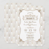 Invitation Gold Fleur de lis Great Gatsby Engagement Party (Devant / Derrière)