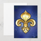 Invitation Gold Fleur de Lis on Blue (Devant / Derrière)