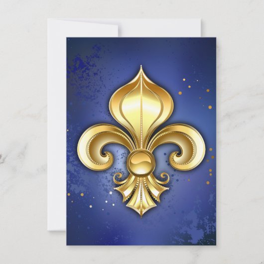 Invitation Gold Fleur de Lis on Blue (Devant)