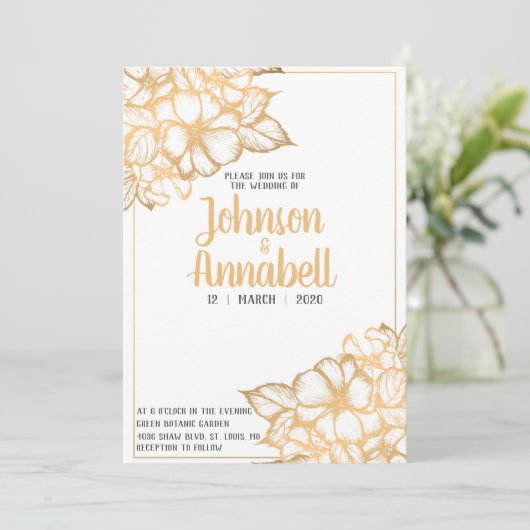 Invitation Gold Floral (Debout devant)
