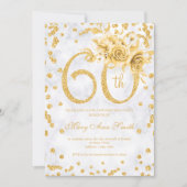 Invitation Gold Floral 60e anniversaire Lumières en argent (Devant)
