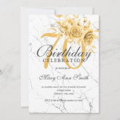 Invitation Gold Floral 70e Anniversaire Marbre de fête (Devant)