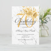 Invitation Gold Floral 70e Anniversaire Marbre de fête (Debout devant)