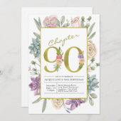 Invitation Gold Floral 90e anniversaire (Devant / Derrière)