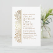 Invitation Gold Floral Baby's Breath Mariage élégant (Debout devant)