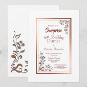 Invitation Gold Floral Border Surprise 60e anniversaire Dîner (Devant / Derrière)