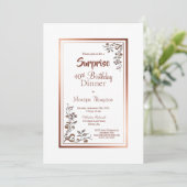 Invitation Gold Floral Border Surprise Dîner d'anniversaire 4 (Debout devant)