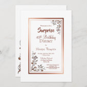 Invitation Gold Floral Border Surprise Dîner d'anniversaire 4 (Devant / Derrière)