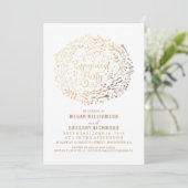 Invitation Gold Floral Bouquet White Engagement Party (Debout devant)