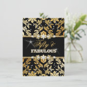 Invitation Gold Floral Diamond Damask Cinquante et fabuleux (Debout devant)