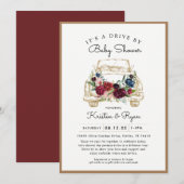 Invitation Gold Floral Drive à travers le Baby shower (Devant / Derrière)