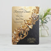 Invitation Gold Floral Embellishments Rehearsal Dinner (Debout devant)
