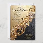 Invitation Gold Floral Embellishments Rehearsal Dinner (Devant)