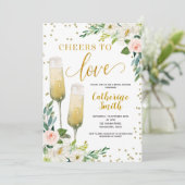 Invitation Gold Floral encourage à aimer la Fête des mariées (Debout devant)