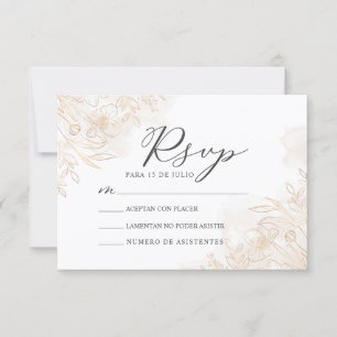 Invitation Gold Floral Feuilles Nuestra Boda Mariage RSVP