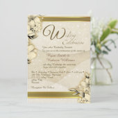 Invitation Gold Floral Flat Card (Debout devant)