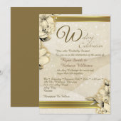 Invitation Gold Floral Flat Card (Devant / Derrière)