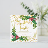 Invitation Gold Floral Holly Parties scintillant Noël Entrepr (Debout devant)
