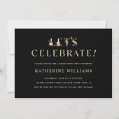 Invitation Gold Floral Lettres Graduation Party Photo (Dos)