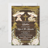 Invitation Gold Floral Mexicain Baptême Fiesta Twin Invitatia (Devant)
