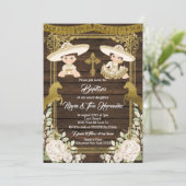 Invitation Gold Floral Mexicain Baptême Fiesta Twin Invitatia (Debout devant)