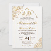 Invitation Gold Floral Mosque Elégance Mariage musulman Nikah (Devant)