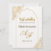 Invitation Gold Floral Mosque Elégance Mariage musulman Nikah (Dos)