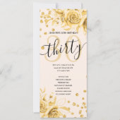 Invitation Gold Floral Parties scintillant 30e Anniversaire P (Devant)