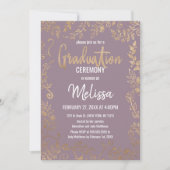 Invitation Gold Floral Parties scintillant Ombre Mauve Lilac (Devant)