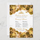 Invitation Gold Floral Quinceanera Cour d'honneur (Devant)