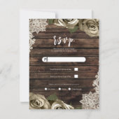 Invitation Gold Floral Rose Rustic Grange Mariage en bois RSV (Devant)