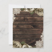 Invitation Gold Floral Rose Rustic Grange Mariage en bois RSV (Dos)