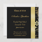 Invitation Gold Floral Scroll Classe d'invitation de diplôme (Dos)