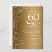 Invitation Gold Floral Surprise 60e fête d'anniversaire (Devant)