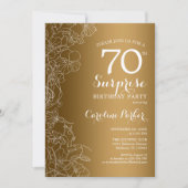 Invitation Gold Floral Surprise 70e anniversaire fête (Devant)