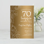 Invitation Gold Floral Surprise 70e anniversaire fête (Debout devant)