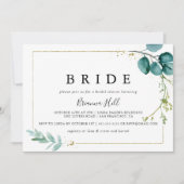 Invitation Gold Floral Tropical Green Bride Fête des mariées (Devant)