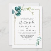 Invitation Gold Floral Tropical Green Nuestra Boda Mariage (Devant)