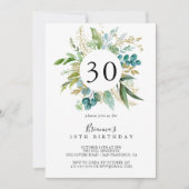 Invitation Gold Floral Tropical Greenery 30e anniversaire (Devant)