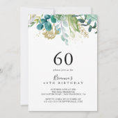 Invitation Gold Floral Tropical Greenery 60e anniversaire (Devant)
