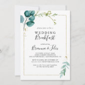 Invitation Gold Floral Tropical Greenery Mariage Petit déjeun (Devant)
