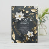 Invitation Gold Floral Wreath Nous Faisons Toujours Vow Renou (Debout devant)
