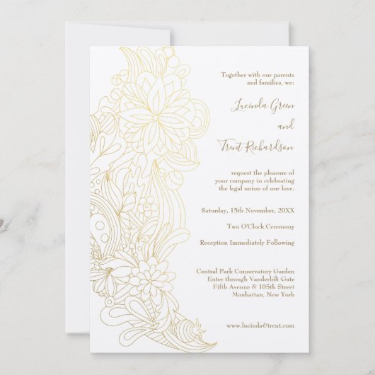 Invitation Gold Flourish KRAFT Mariage naturel Fiançailles (Devant)
