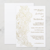 Invitation Gold Flourish KRAFT Mariage naturel Fiançailles (Devant / Derrière)