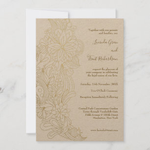 Invitation Gold Flourish KRAFT Mariage naturel Fiançailles